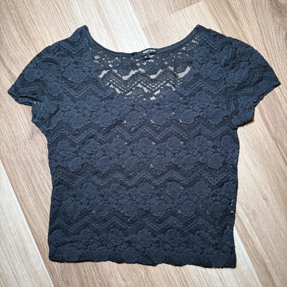Black see through lace top